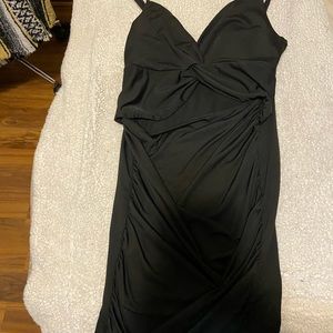 black bodycon dress with front twist